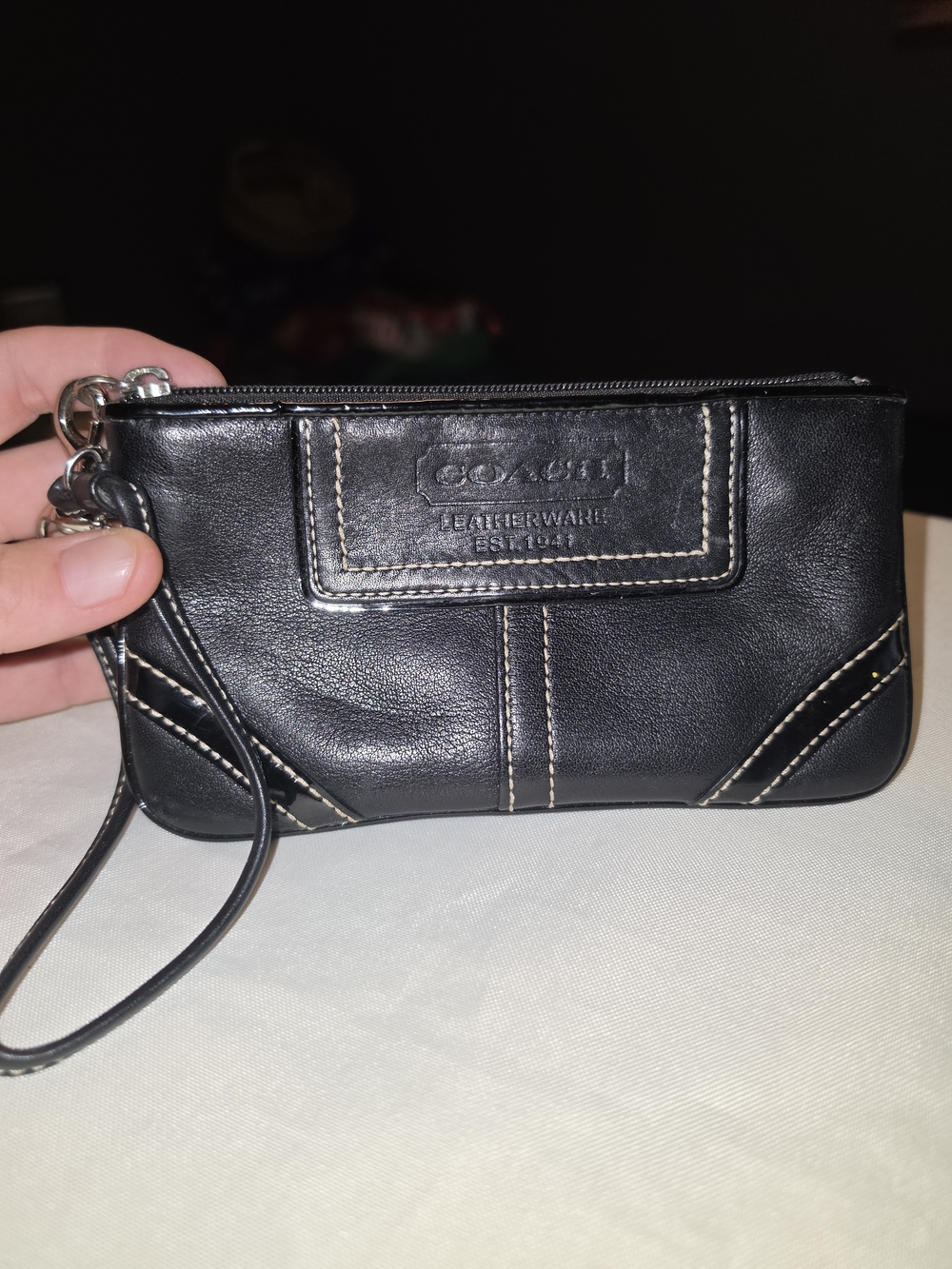 Coach Black Leather Wristlet Clutch